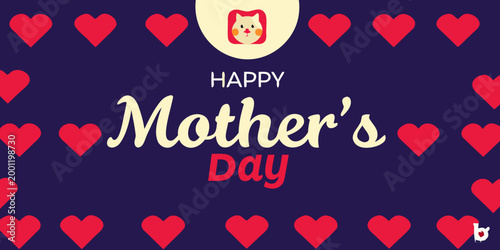 mother s day greeting card with cute dog and hearts