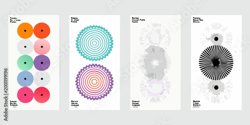 modern music festival posters with colorful geometric designs