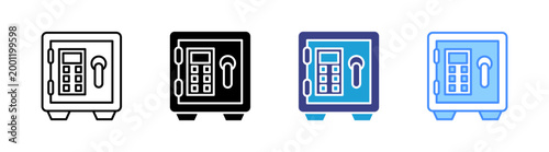 Bank Vault icon set multiple style collection	
