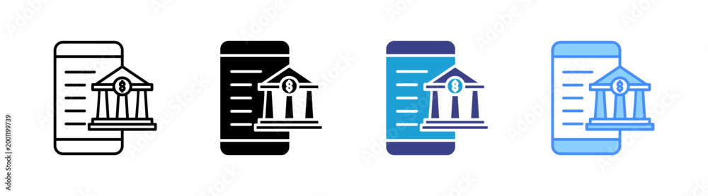 Obraz premium Mobile Banking icon set multiple style collection 
