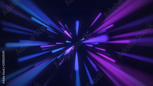 Abstract, purple and blue neon light streaks, speed motion effect, futuristic background, technology concept