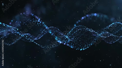 Futuristic blue particles, glowing dots, digital wave, abstract background