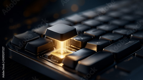 Illuminated Key: A close-up...