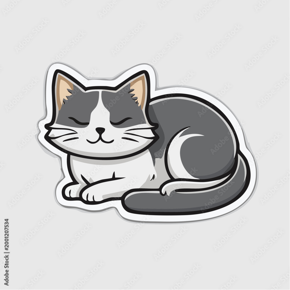 Fototapeta premium Cute cartoon cat sleeping peacefully
