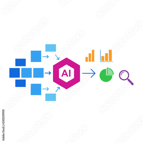 Obraz na płótnie Artificial intelligence processing data and generating insights with charts and graphs