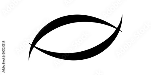 minimal abstract black oval brush stroke shape vector illustration with smooth curved line and modern monochrome geometric design on white background