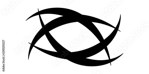 minimal abstract black oval brush stroke shape vector illustration with smooth curved line and modern monochrome geometric design on white background