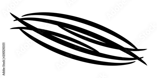 minimal abstract black oval brush stroke shape vector illustration with smooth curved line and modern monochrome geometric design on white background
