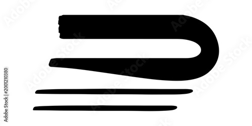 minimal abstract black oval brush stroke shape vector illustration with smooth curved line and modern monochrome geometric design on white background