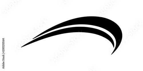 minimal abstract black oval brush stroke shape vector illustration with smooth curved line and modern monochrome geometric design on white background