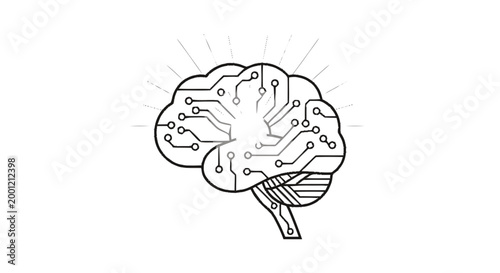 Circuit board brain with wires.