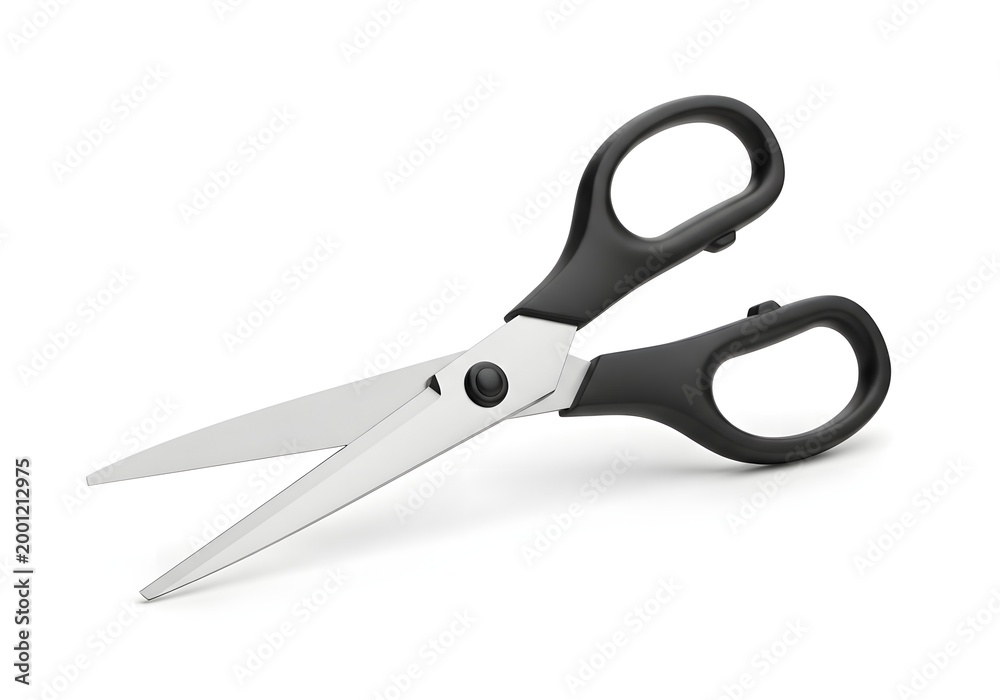 Fototapeta premium Professional black-handled metal cutting tool with sharp blades, positioned at an angle, showcasing its ergonomic design and gleaming steel for precise crafting and fabrication needs