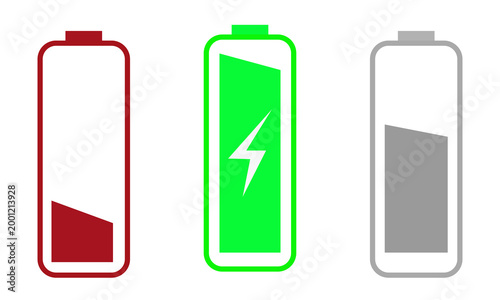 Battery level indicators. Colorful battery charge level icons. Battery power level pictograms in outline style. Battery level indicators. vector illustration eps file.
