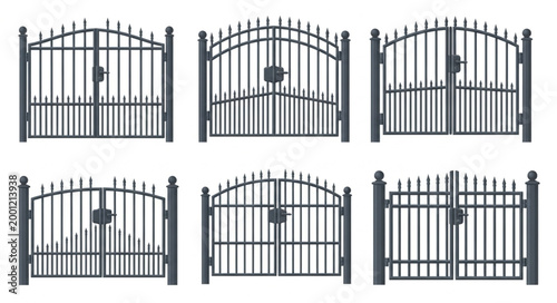 Set of Six Different Ornamental Metal Gates.