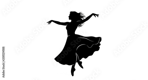 Silhouette of a Woman Dancing with Grace and Elegance.