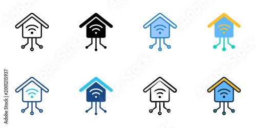 Smart home icons set multiple style collection. Editable stroke 
