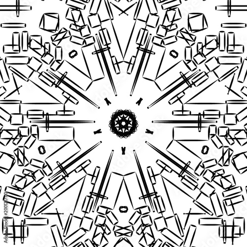Abstract Radial Geometric Line Pattern with Symmetrical Structure