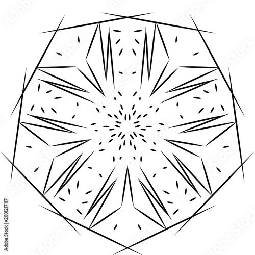 Abstract Hexagonal Symmetrical Line Pattern with Radial Design