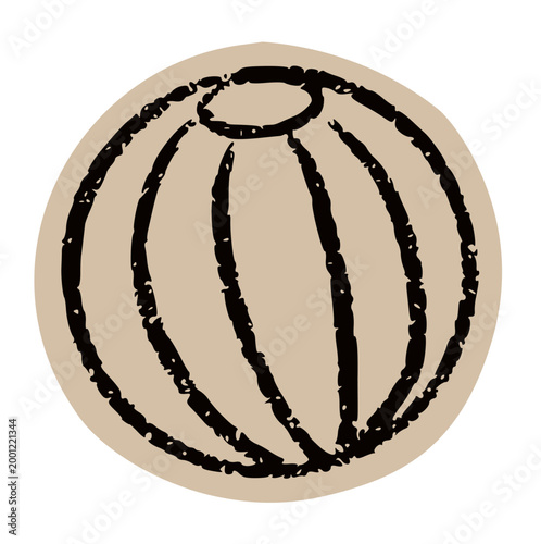 Beach ball scrapbook collage style, striped sphere, summer toy, pool game, inflatable globe, vacation icon, sports doodle, aesthetic cutout torn paper paper cut