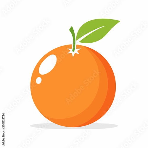 Stylized Orange Fruit with Green Leaf