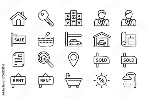 Property Management Icon Set for Real Estate Apps and Websites
