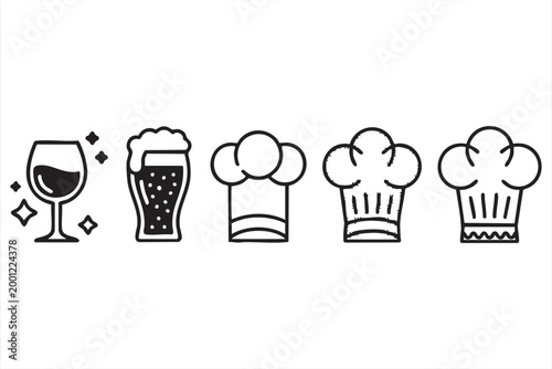 Chef Hat and Beverage Symbols for Food Service Applications