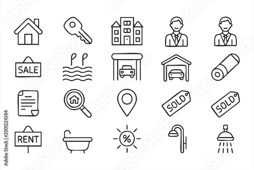 Housing Service Symbols for Real Estate Dashboard and Listing Platforms