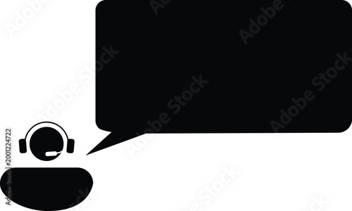 Customer support representative icon with empty speech bubble, help desk portals, customer service websites, live chat applications, and communication design elements.