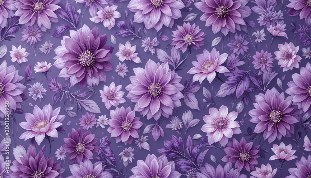 Purple floral seamless pattern vector with soft elegant design
