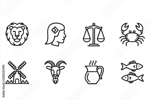 Leo Aries Cancer Libra Capricorn Pisces Symbol Collection