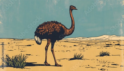 ostrich in the desert