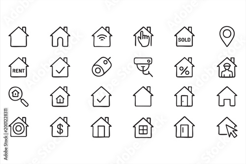 Home Sale Rent and Mortgage Icons for Realty Platforms