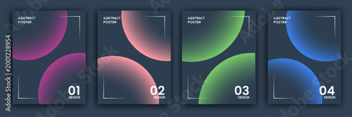 Abstract gradient backgrounds a collection of four vertically oriented colorful and modern designs for digital interfaces