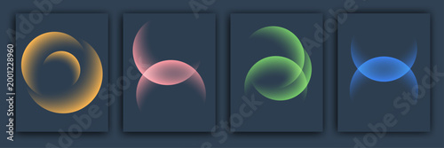Abstract colorful bubbles a series of four digital art panels with gradient hues and fluid shapes