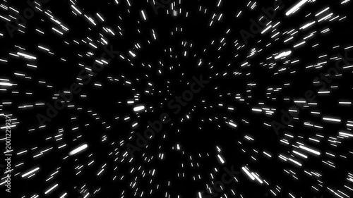Hyperspeed Light Streaks Warp Tunnel Animation, Futuristic Space Travel Background with white Light Trails, Abstract Starfield Warp Jump Loop 4K