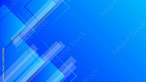 High tech abstract blue background with diagonal translucent squares and light effects