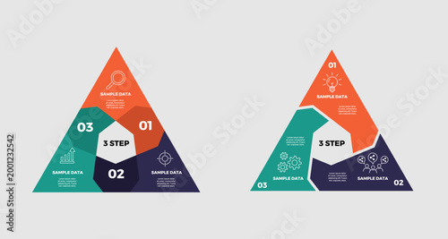 Venn diagram infographic chart set, template for business 3 parts, options, presentation with venn diagram elements vector editable illustration.