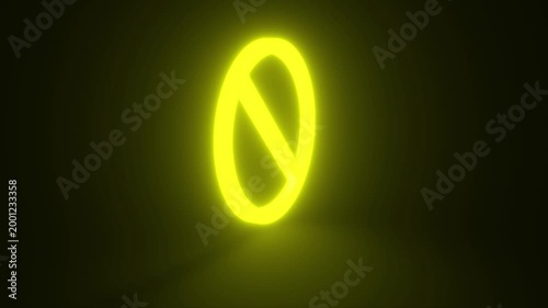 Not Approved Symbol Yellow Color Mark Glowing and Rotating on Black Background