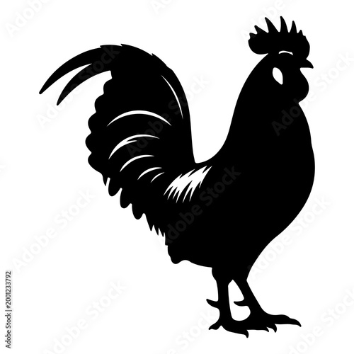 Cartoon vector illustration of a rooster silhouette and poultry bird isolated on white background for farm animal and agriculture icon art