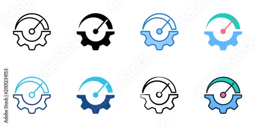 Efficiency test icons set multiple style collection. Editable stroke 
