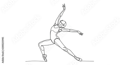 Illustration of a Ballet Dancer in a Powerful and Graceful Pose, Showing Expression Through Movement