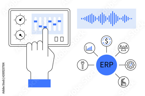 ERP system. ERP includes interactive controls, sound analysis, and management tools for streamlined operations. ERP improves workplace efficiency and business process integration. Perfect for IT