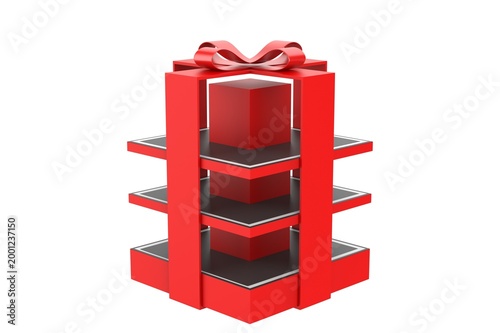 Super Market Display Stand Isolated On White Background. 3d illustration