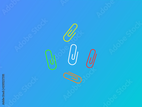 Multicolor Paper Clips Elements Collection
