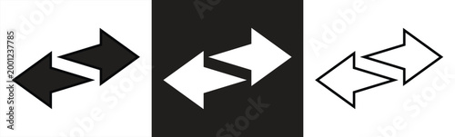 A simple ico of two opposing arrows indicating direction, navigation, switching, and data transfer between two sides. vector illustration