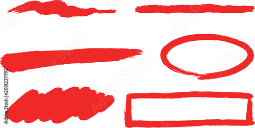 擦れた筆で描いたラフな装飾の線や形