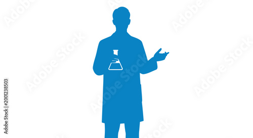 Scientist Holding Laboratory Equipment and Gesturing.