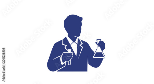 Scientist Holding Pipette and Erlenmeyer Flask.