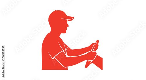 Man Sitting with Tablet in Hand Illustration.
