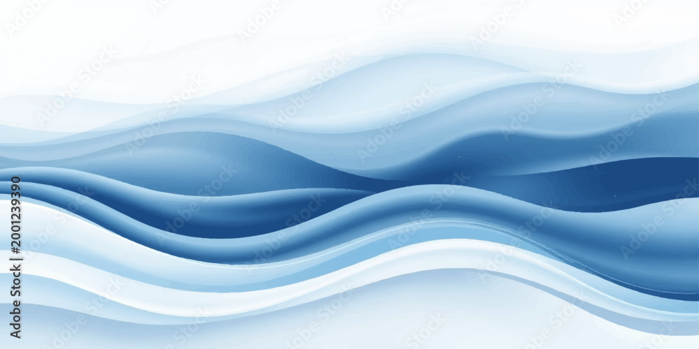 Obraz premium Abstract blue wave vector design featuring flowing liquid curves and artistic motion lines on a light sea water wallpaper texture background